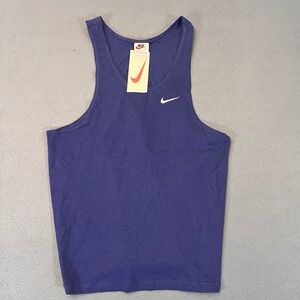 Vintage Nike Sleeveless Tank Top T-Shirt Men's Size Med Blue Run 90s MADE IN USA